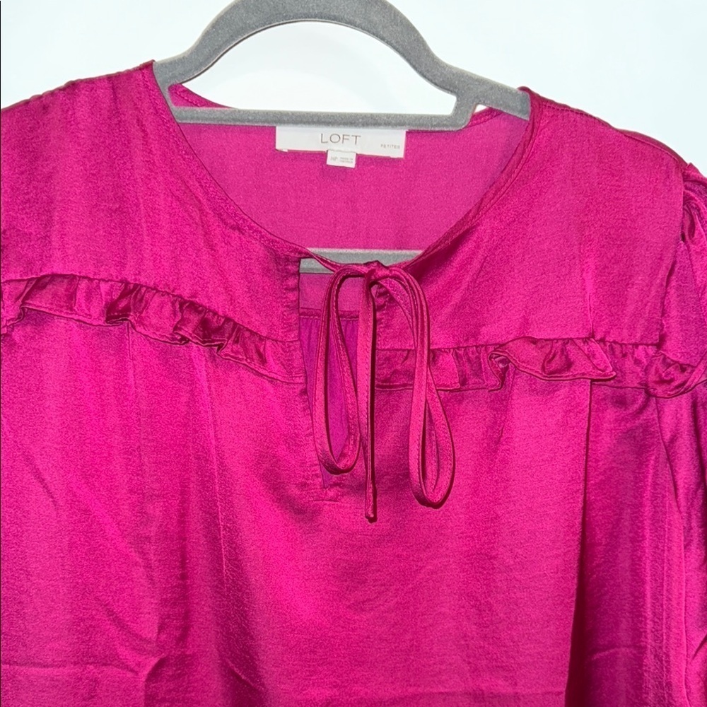 NWOT - LOFT Pink Embellished Long Sleeve Blouse - Medium petite - Picture 3 of 7
